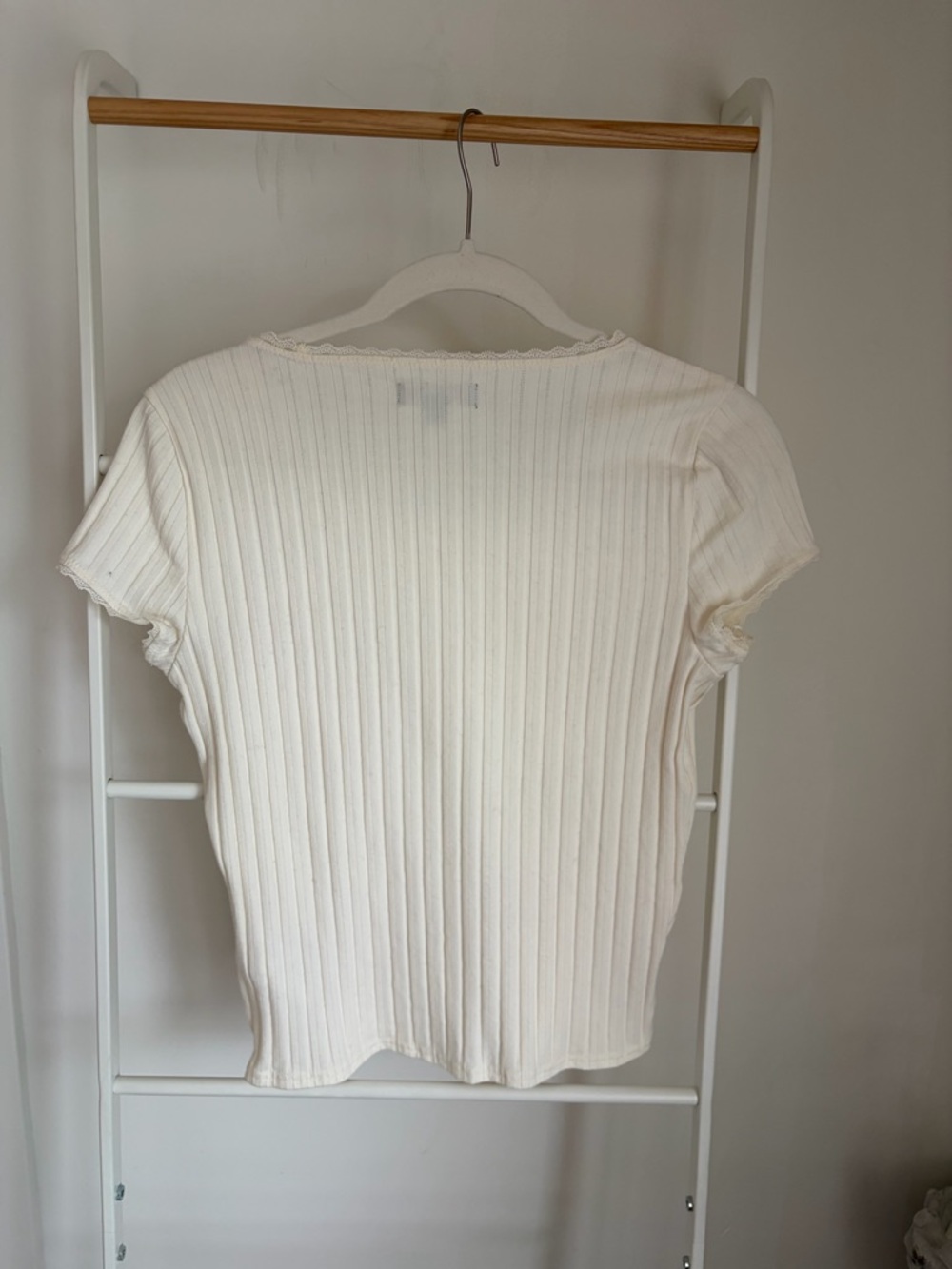 J. Crew Ivory Pointelle Rib Short Sleeve Tee - Picture 3 of 4